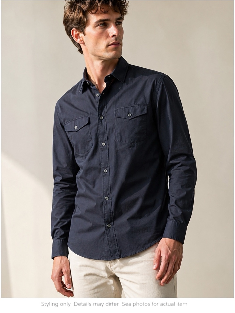 Minimalist Utility Button Down Shirt Dark Indigo Structured Cotton